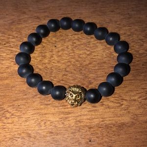new matte black bead lion bracelet
